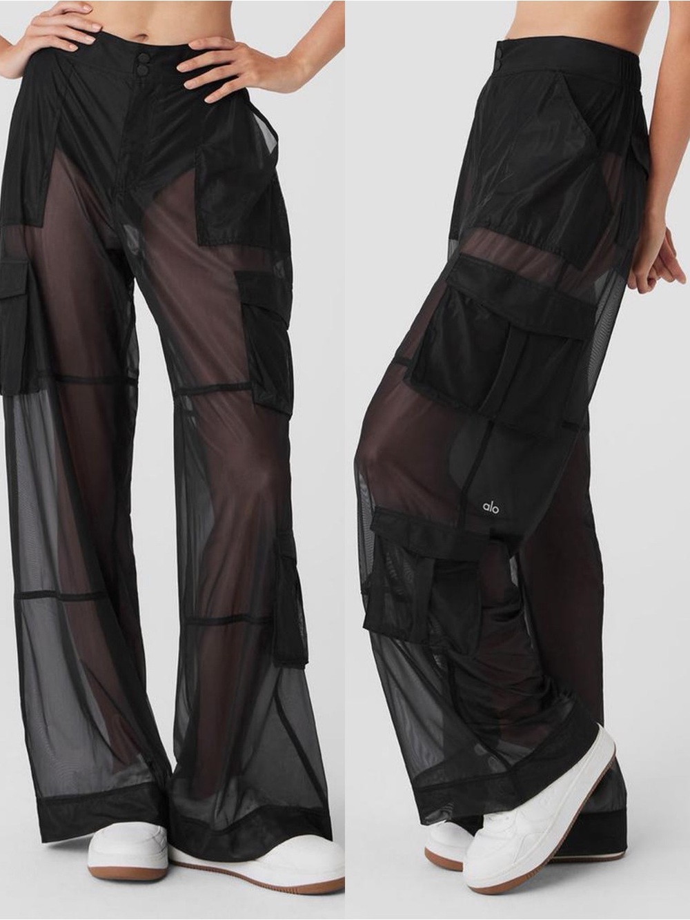 NWT Alo Sheer Effusion Cargo Wide Leg Trouser, L